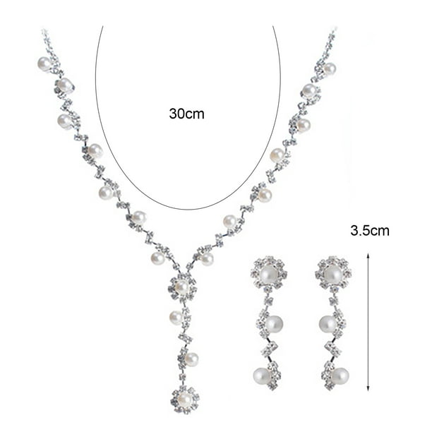 UK 2pcs/set Fashion Bride Wedding Crystal Ear Drop Necklace Suit Accessories